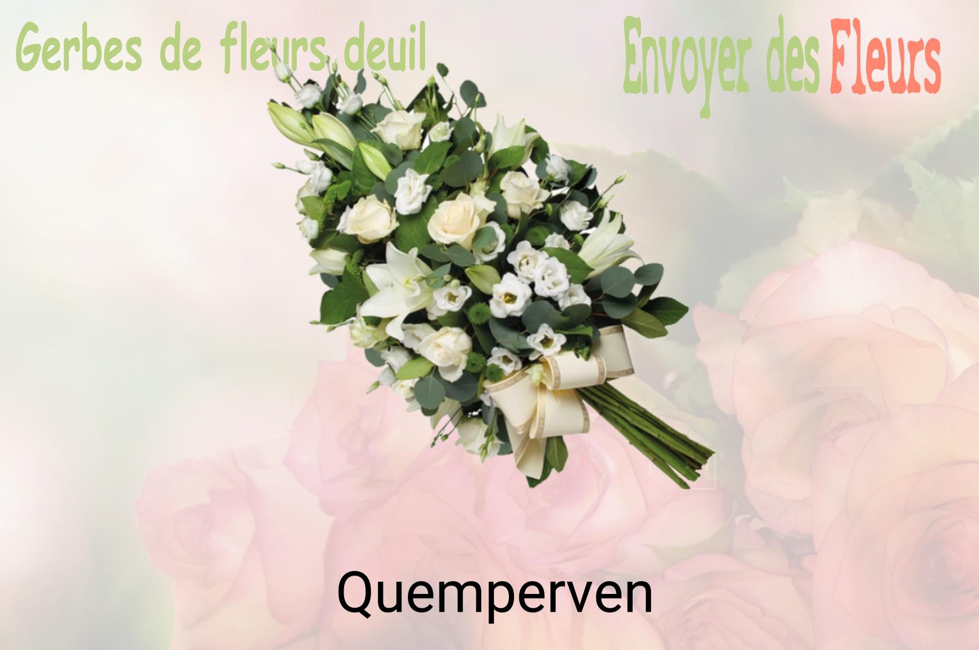 Gerbe de fleurs de deuil livrée à Quemperven